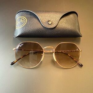 Ray-Ban Gold Sunglasses with Black Case